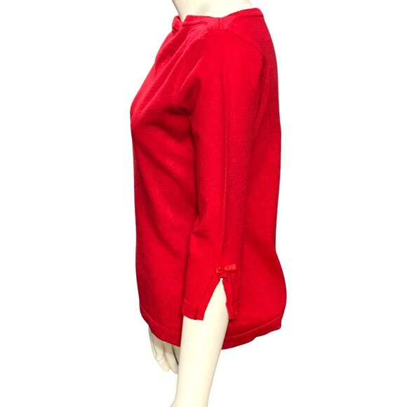 CCC Red Boat Neck Three Quarter Sleeve Top Soft Viscose Nylon Blend Size Small - Picture 3 of 10